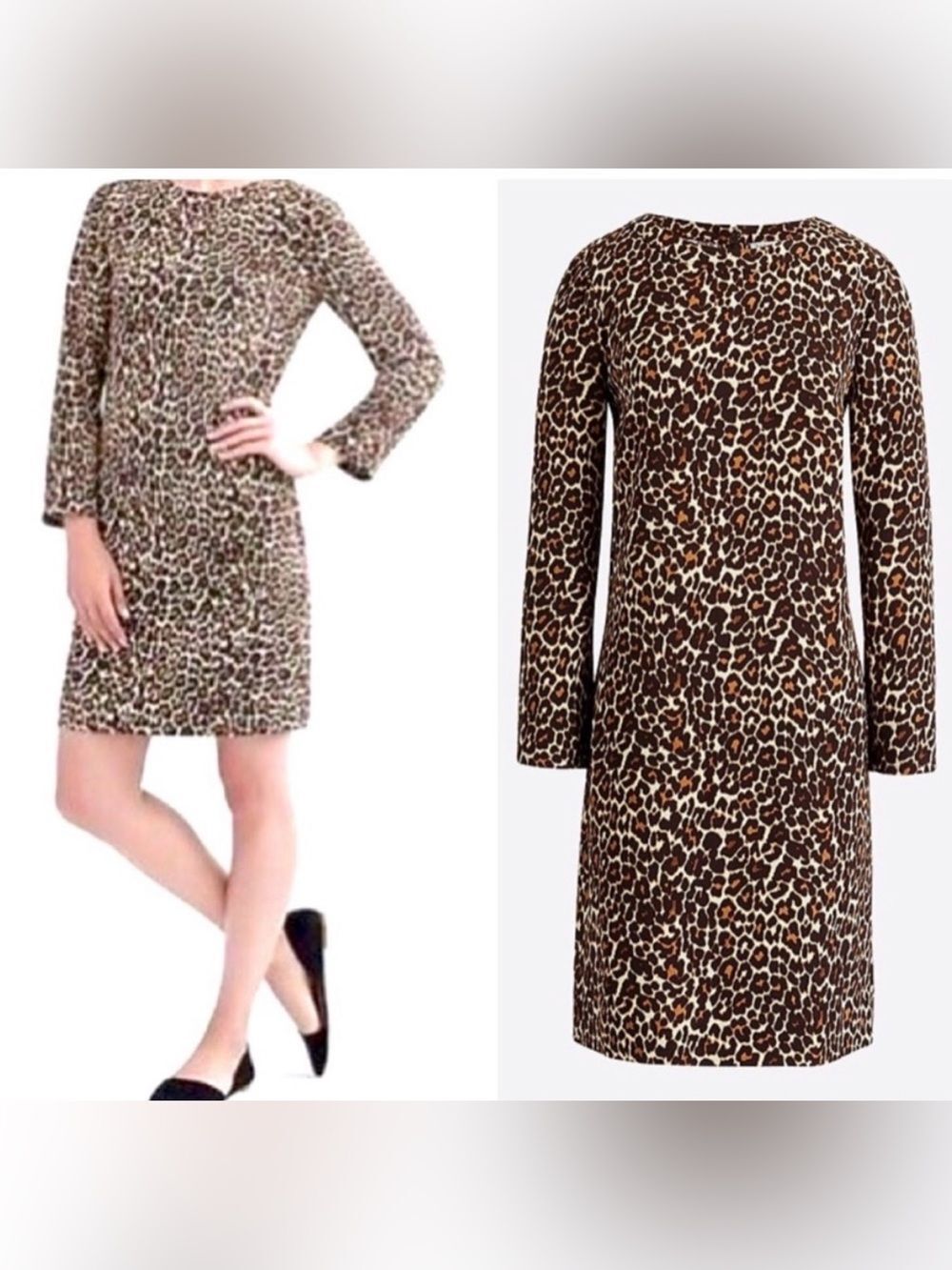 J. Crew Leopard Cheetah Animal Print
Shift Dress K2150 Size 8 long sleeve